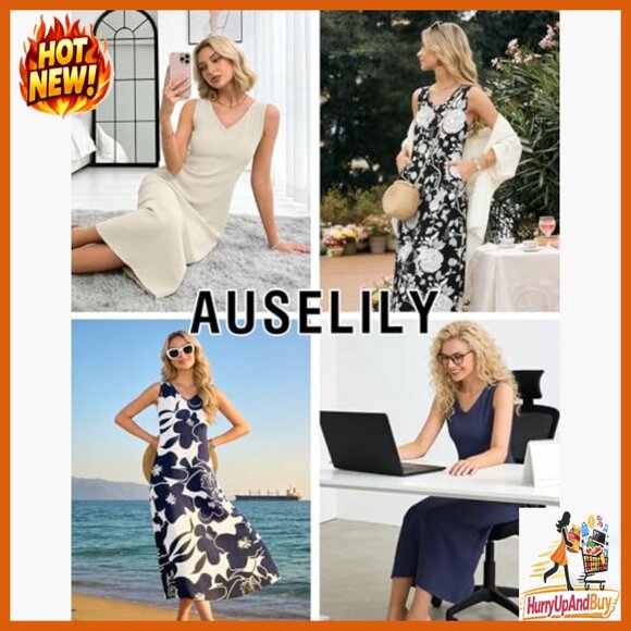 Sleeveless Maxi Sundress Loose Fit V Neck Casual Beach Dress with Pockets - Picture 5 of 7